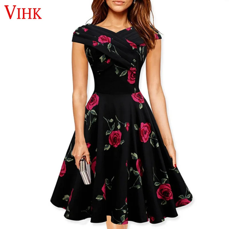 2017 Винтаж Одри Хепберн Платья для женщин Сладкий бальное платье Для с цветочным