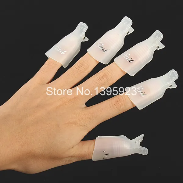 10pcs Plastic Acrylic Nail Art Soak Off UV Gel Polish Remover Wrap Clip Cap | Красота и здоровье