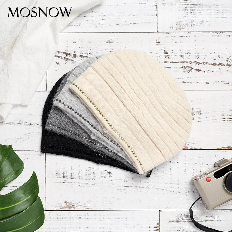 Winter Hats With Diamond Decor Hat Female Autumn Beanie For Women's Wool Knitted Warm Caps 2019 New Fashion Skullies Beanies |
