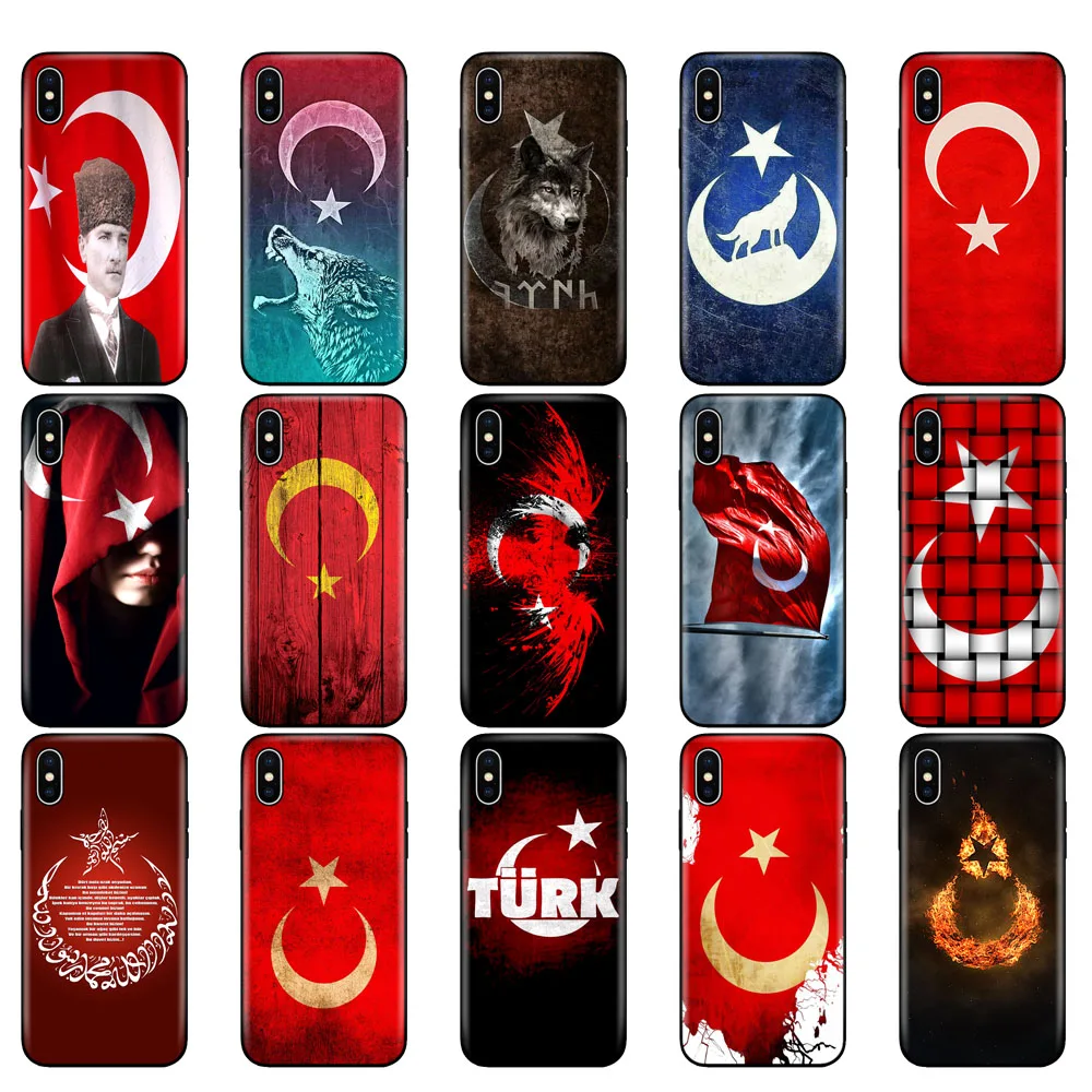 Black tpu case for iphone 5 5s se 6 6s 7 8 plus x 10 silicone cover XR XS 11 pro MAX turkey turkish flag | Мобильные телефоны и