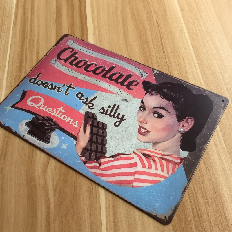UA-0373 about chocolate and family lady metal tin signs painting home decor plates wall art craft iron sticker bar 20X30cm | Дом и сад