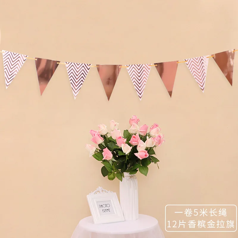 Rose Gold 3 м золотой розовый бумажный флаг гирлянда для детской комнаты Украшение Гирлянда Бантинг детский душ День рождения украшение - Цвет: Rose Gold