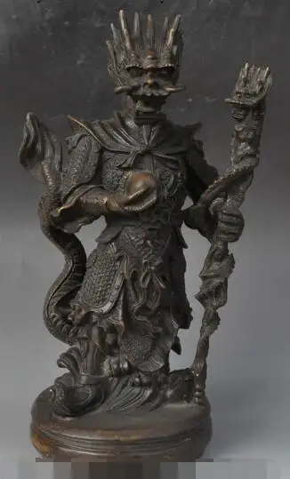 S01549 8&quotChina Folk myth Bronze Stand Dragon King Lord Rain God Long Wang Buddha Statue | Дом и сад