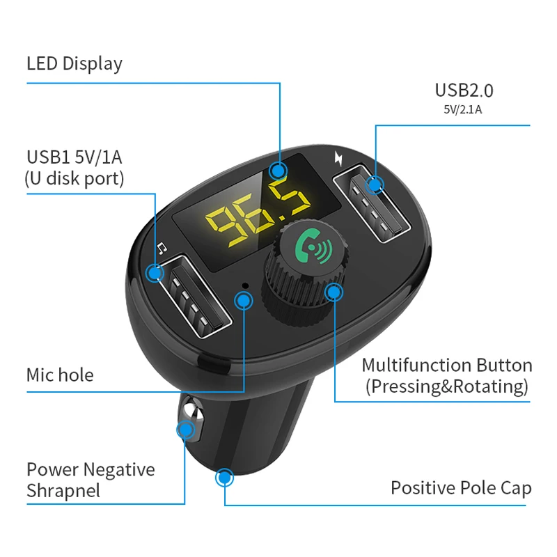 Bluetooth 4 2 MP3 плеер гарнитура автомобильный комплект FM модулятор передатчик