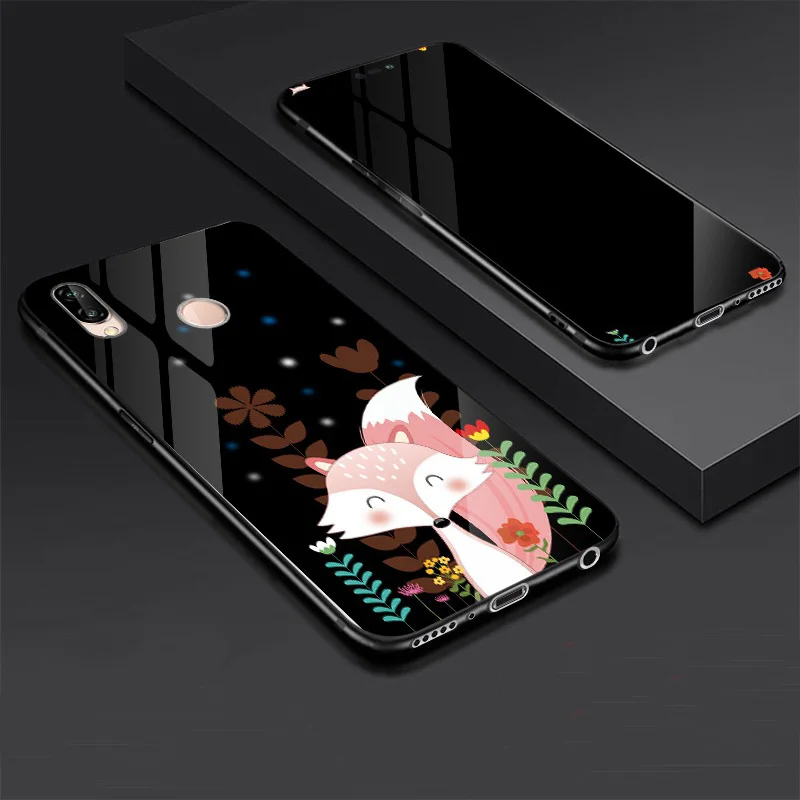 Роскошный чехол из закаленного стекла для huawei Honor 8X Nova 3 P20 Lite, задняя крышка с цветным принтом+ подобранное закаленное стекло P20 - Цвет: 7