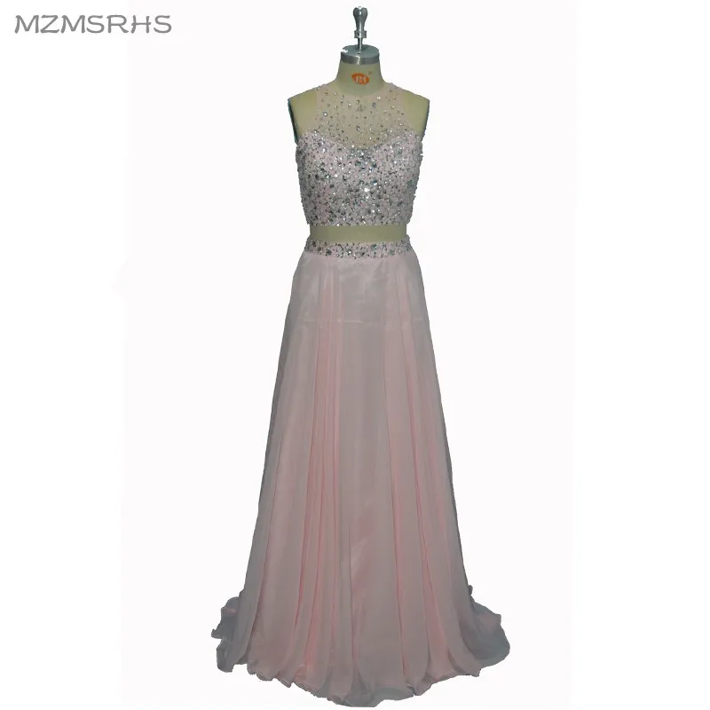 Женское платье для выпускного вечера из двух частей украшенное бисером с