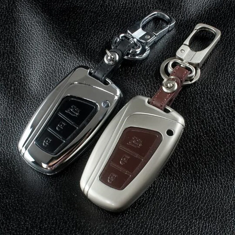 SeiYio Zinc alloy+Leather Car Key Case cover shell For Hyundai Santa Fe (DM) 2013 2014 2015 2016 | Автомобили и мотоциклы
