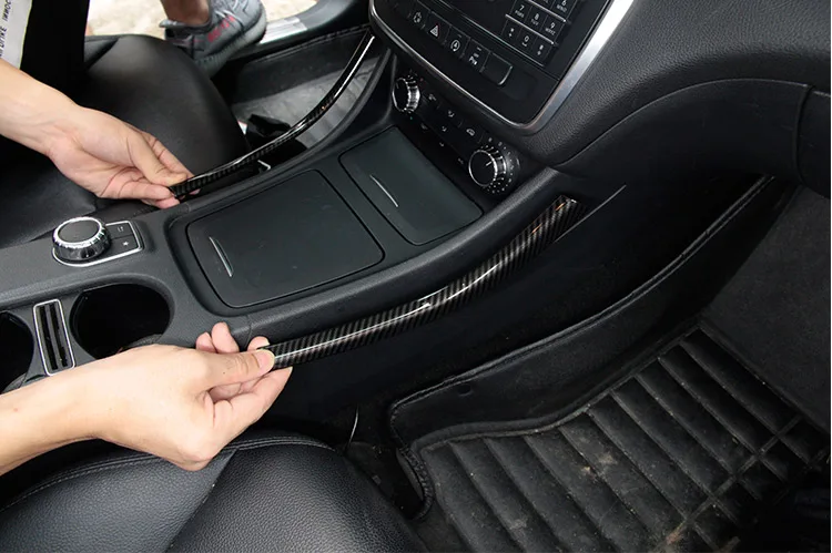 Для Mercedes Benz A/GLA/CLA класс 200 220 260 W176 A180 2 шт. углеродное волокно ABS центральная консоль декоративные полосы отделка