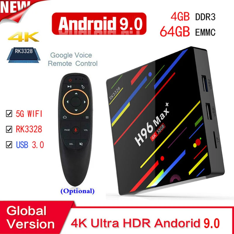 ТВ приставка H96 MAX Plus RK3328 Android 9 0 смарт Rockchip 4 ГБ 32 64 Гб 2 4G/5G WIFI USB3.0 H.265 4K PK T9 HK1 X96