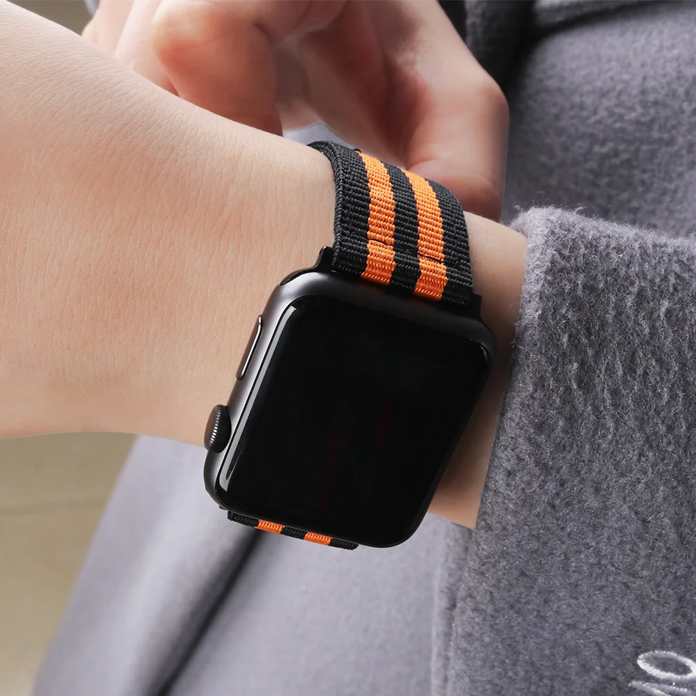 От XIYUZHIYI тканый нейлоновый ремешок для apple watch 42 мм 38 спортивный браслет наручных