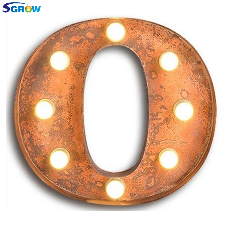 

SGROW Metal Letter O Wall Lamp Light for Bedroom Living Room Art Lampara Industrial Creative Lights Logo O Iron Billboard Lamps