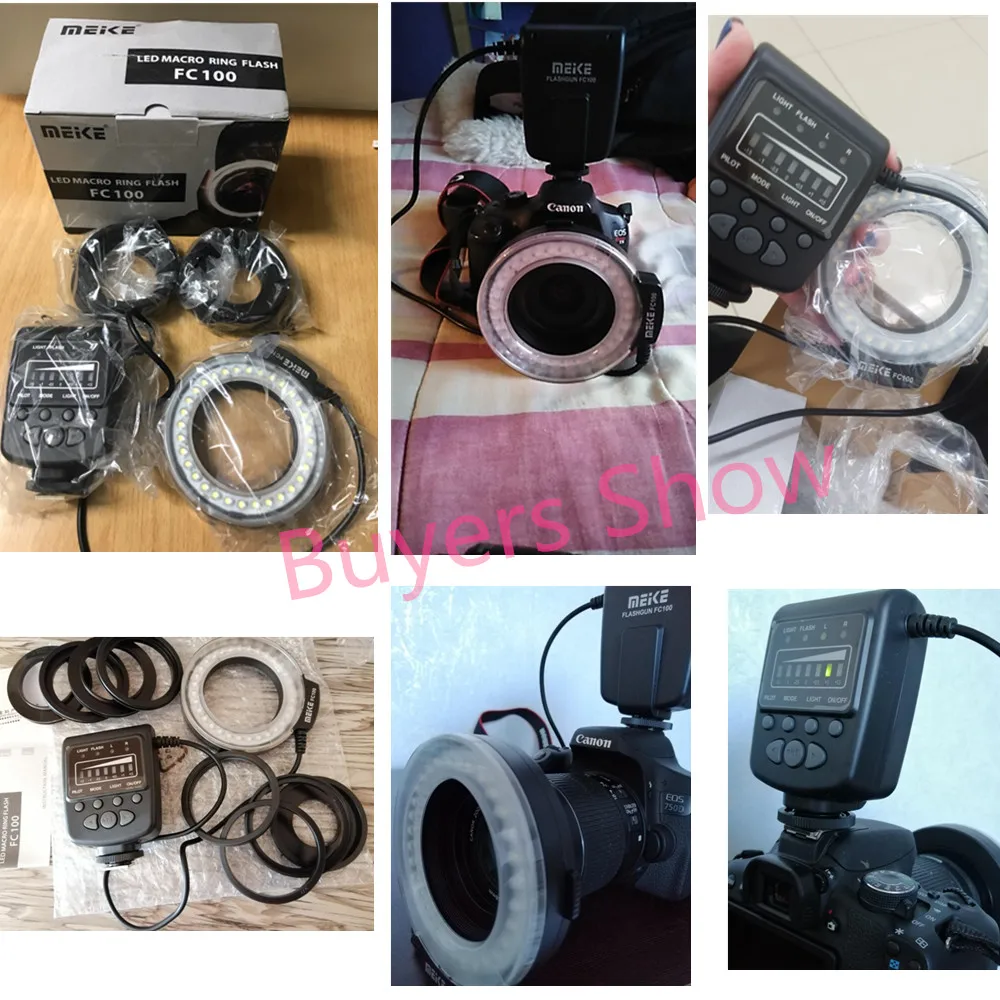 Meike FC 100 светодиодный макро-кольцевой светильник для студийной фотосъемки для Nikon D200 D3100 Canon EOS 70D 60D T4i T3i 6D DSLR Camara