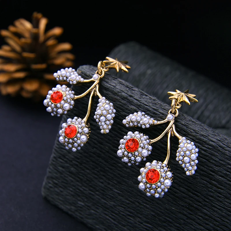 Уникальные брендовые дизайнерские висячие серьги с бусинами листьями цветами