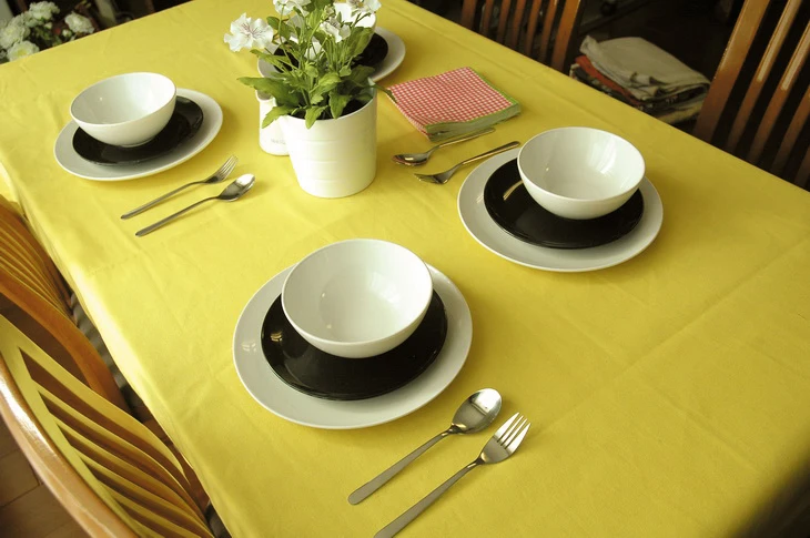 Плотная однотонная желтая скатерть в европейском стиле Офисная квадратная для