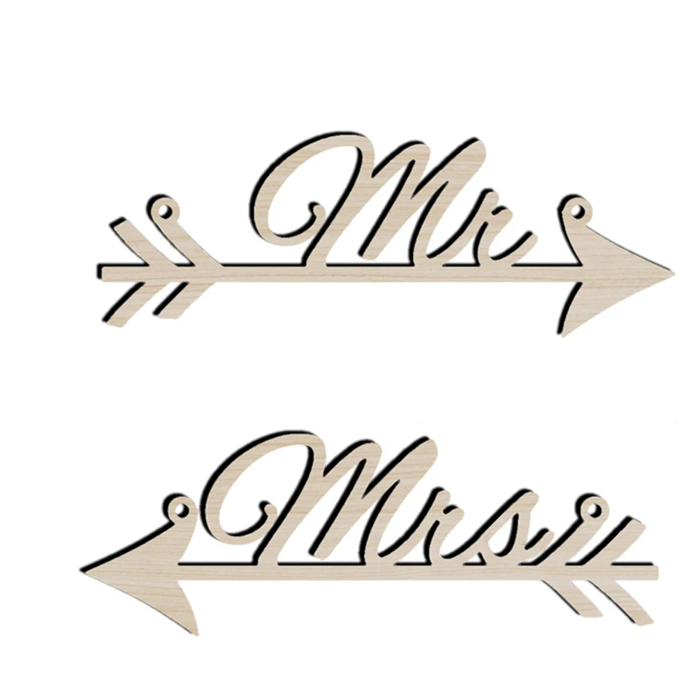 1 пара дерево Mr &amp Mrs знак прием стрелы деревянные знаки для свадьбы направленное