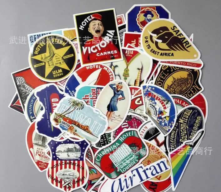 55 шт./компл. винтажный Знаковый отель в мире тайский евро багажная тяга коробка