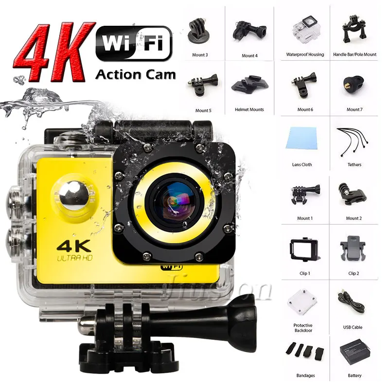 Wifi 4K Спортивная экшн мини видеокамера DVR Ультра HD камера видео аудио рекордер