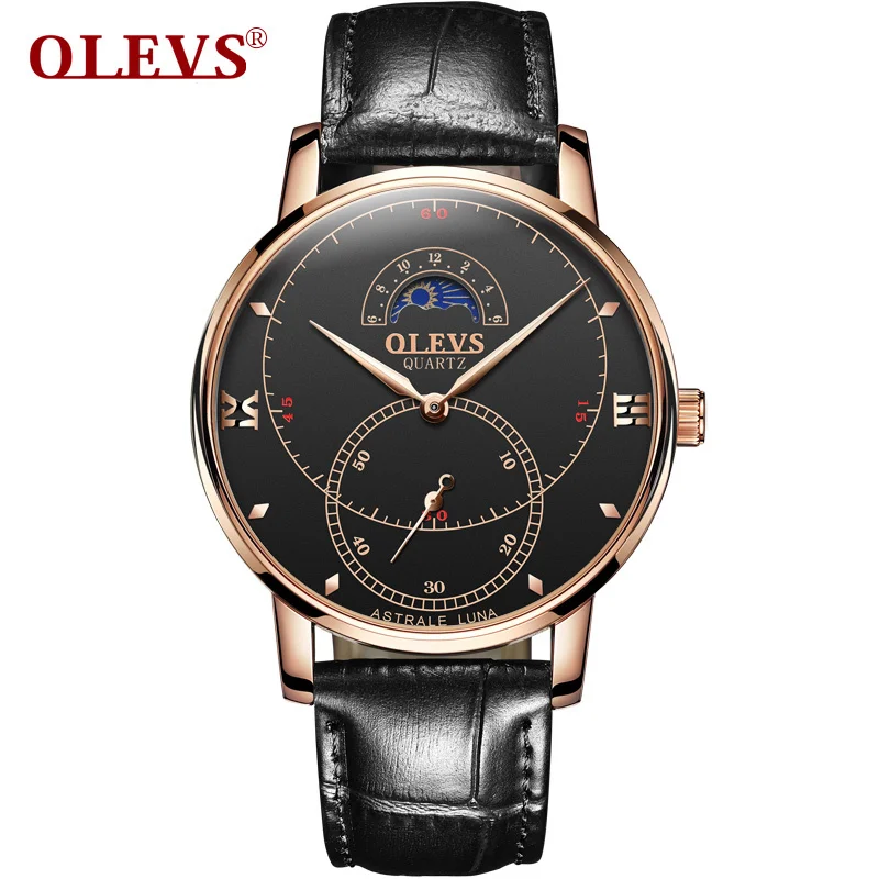 Gold Black OLEVS мужские часы Топ Бренд роскошные часы мужские часы высокое качество Япония движение кварцевые часы водонепроницаемые Relogio masculino - Цвет: Gold Black
