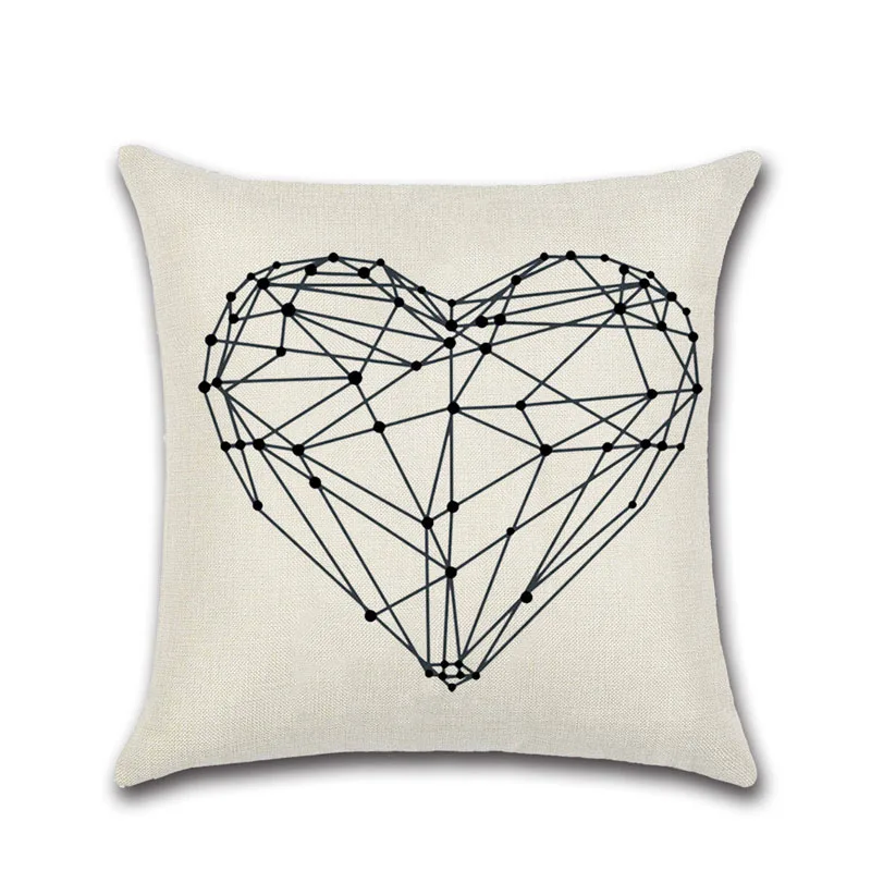 Чехол для подушки YWZN Black and White Simple Decorative Pillowcases Letters Cotton Linen Pillow Case Geometry Pillowcase куссенслуп альмоада он.
