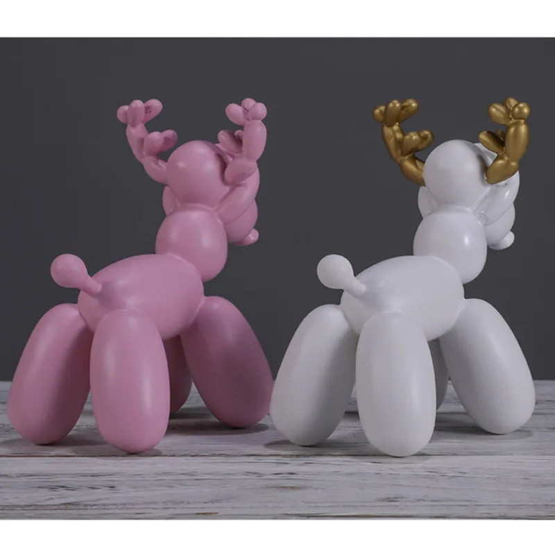 

European Style Abstraction Balloon Deer Resin Craftwork Simulation Animal Figurines Home Bedroom Ornaments Kids Gift Toy X1517