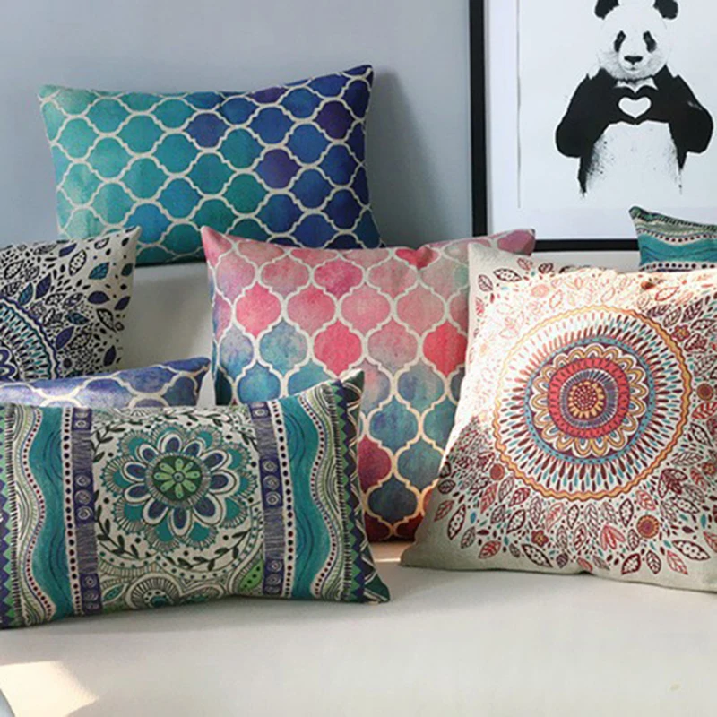 

Hot Wholesale Fashion Trade Colorful Gradient Striped Linen Furnishing Car Decoration Cushion Cover Throw Pillow Case Funda Para