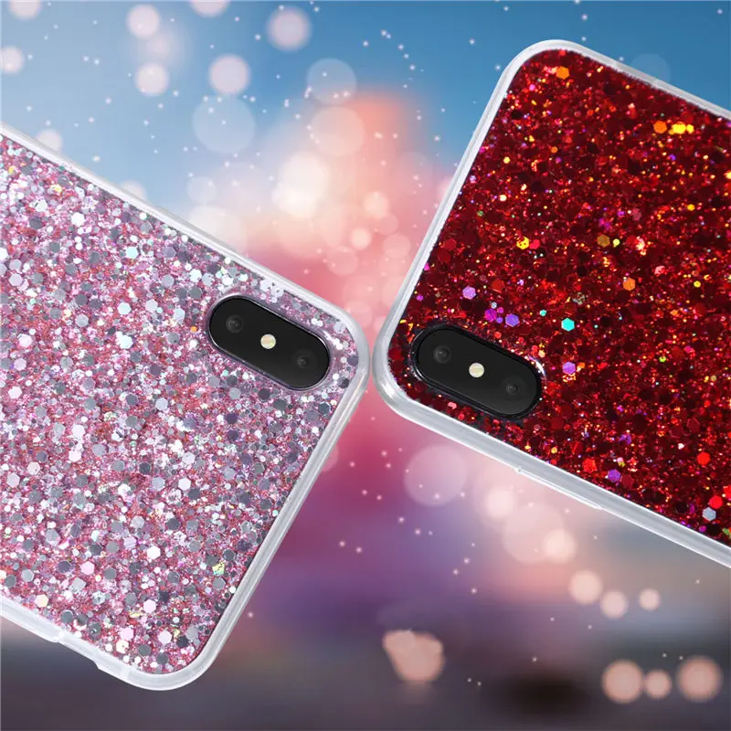 Блестящий прозрачный силиконовый чехол с блестками для iPhone 6 s 7 8 XS MAX XR X 10 5 5SE 6Plus
