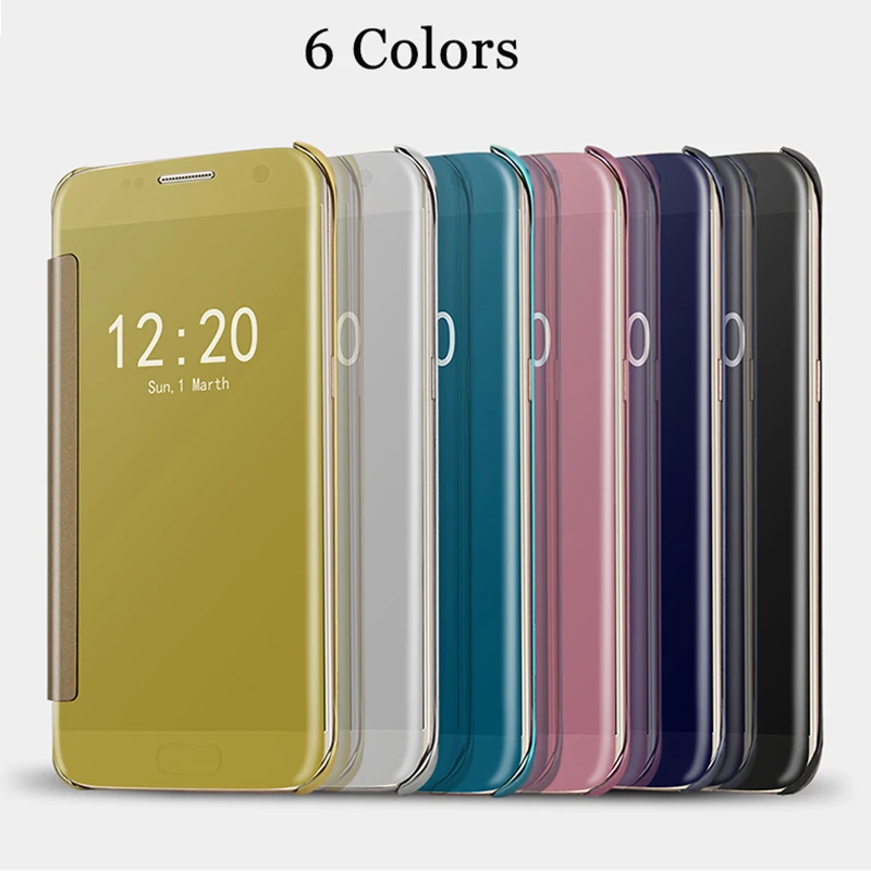 Задняя крышка чехол для Galaxy S6 S7 Edge Plus зеркальная поверхность флип Аксессуары