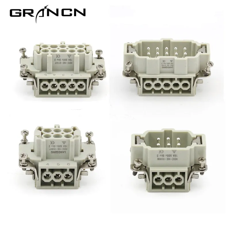 Grancn со сверхмощными разъемами HDC HE 024 1 M/F 24pin 16a500v водонепроницаемые тяжелых промышленных прямоугольный