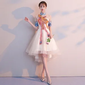 Bridesmaid dress cute fairy evening dress skirt fashion banquet evening dress Chinese style was thin noble dress