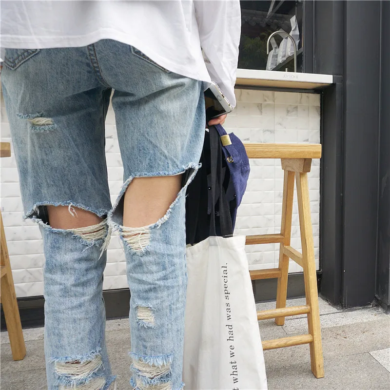2018 Новые весенние и летние корейские брюки ulzzang Harajuku прямые джинсовые штаны с