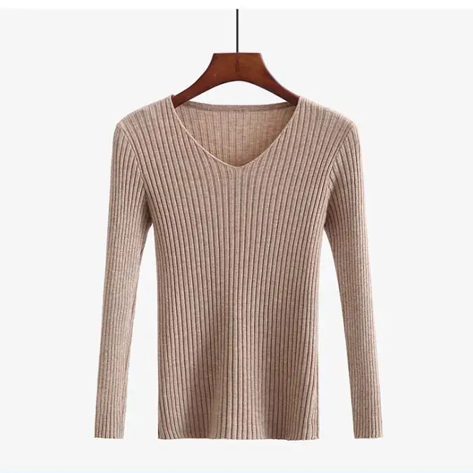 Autumn new Fashion women sweater elegant female thin V neck sweaters slim long sleeve Knitted Pullovers tight D232 | Женская одежда