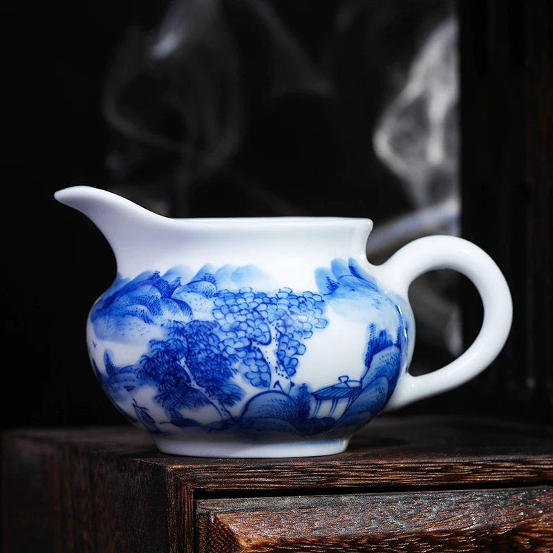 200 мл бутик Цзиндэчжэнь сине-белая фарфоровая пейзажная яркая чашка ча-Хай