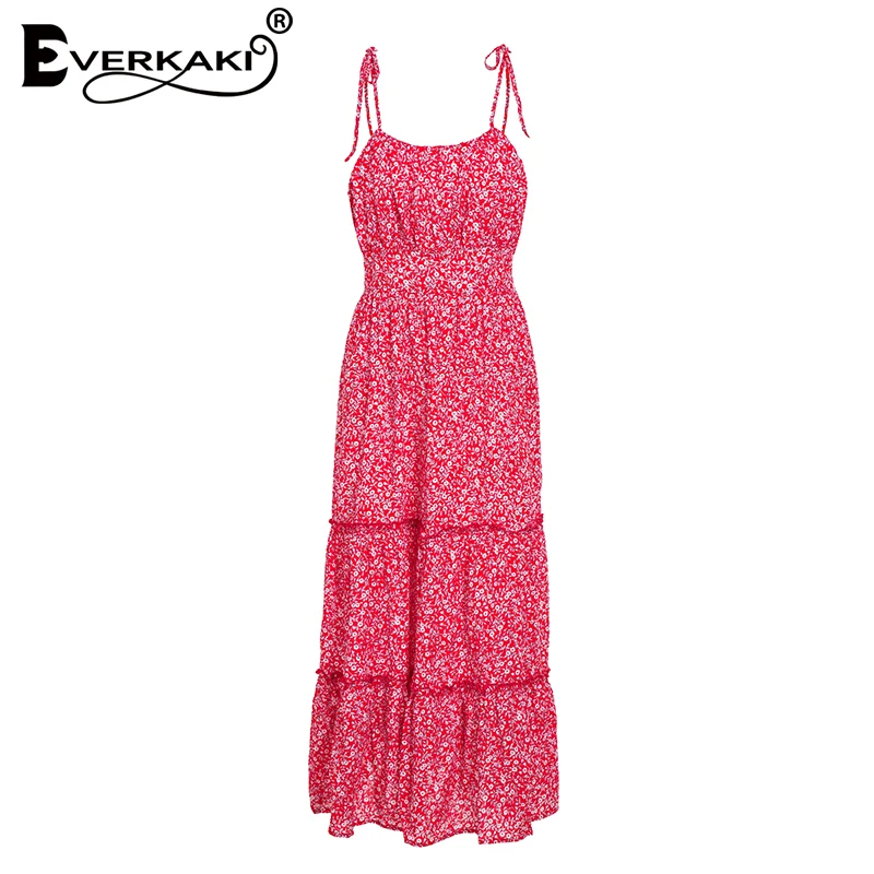 Everkaki богемное платье-комбинация с принтом длинное платье для женщин высокая