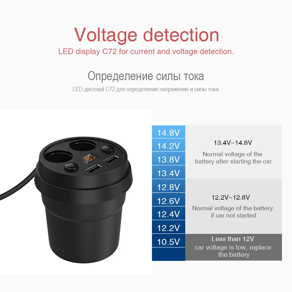 Чашка автомобильное зарядное устройство 2 USB-Multi функция телефон прикуриватели