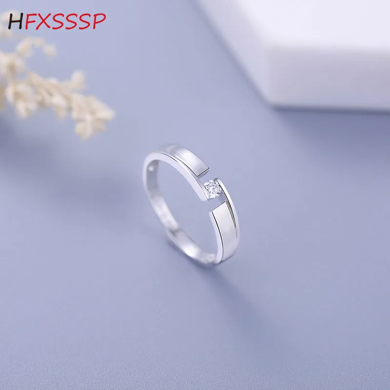 HFXSSSP S925 silver ring new fashion simple and wild inlaid zircon male couple explosion jewelry | Украшения и аксессуары