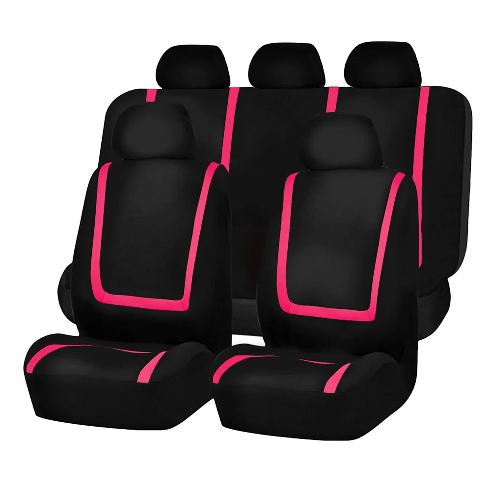 Pink Black 9 Pieces 1 комплект в партии, 2/4/9 шт. чехлы для сидений автомобиля универсальный высокое качество пылезащитный анти-грязный автомобилей чехлы сидений подходит для большинства мотоциклов автомобиль внедорожник или Ван - Название цвета: Pink Black 9 Pieces