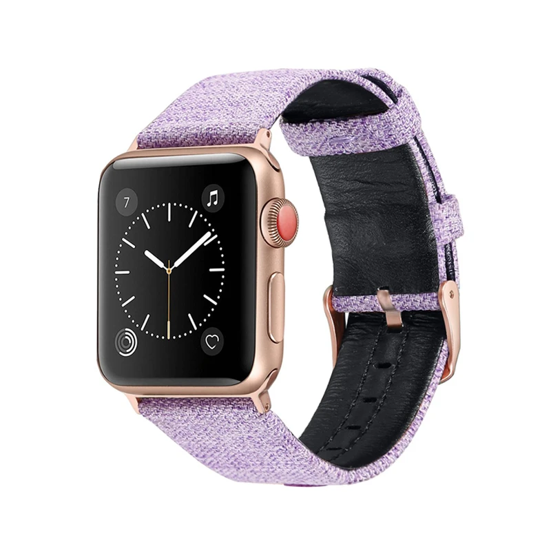 Ремешок из натуральной кожи для apple watch band 44 мм 40 42 38 тканевый браслет iwatch pulseira