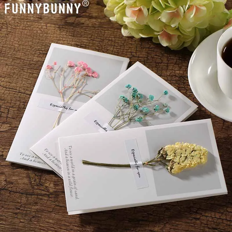 FUNNYBUNNY ручная работа сушеные цветы открытка вечеринка пригласительные открытки