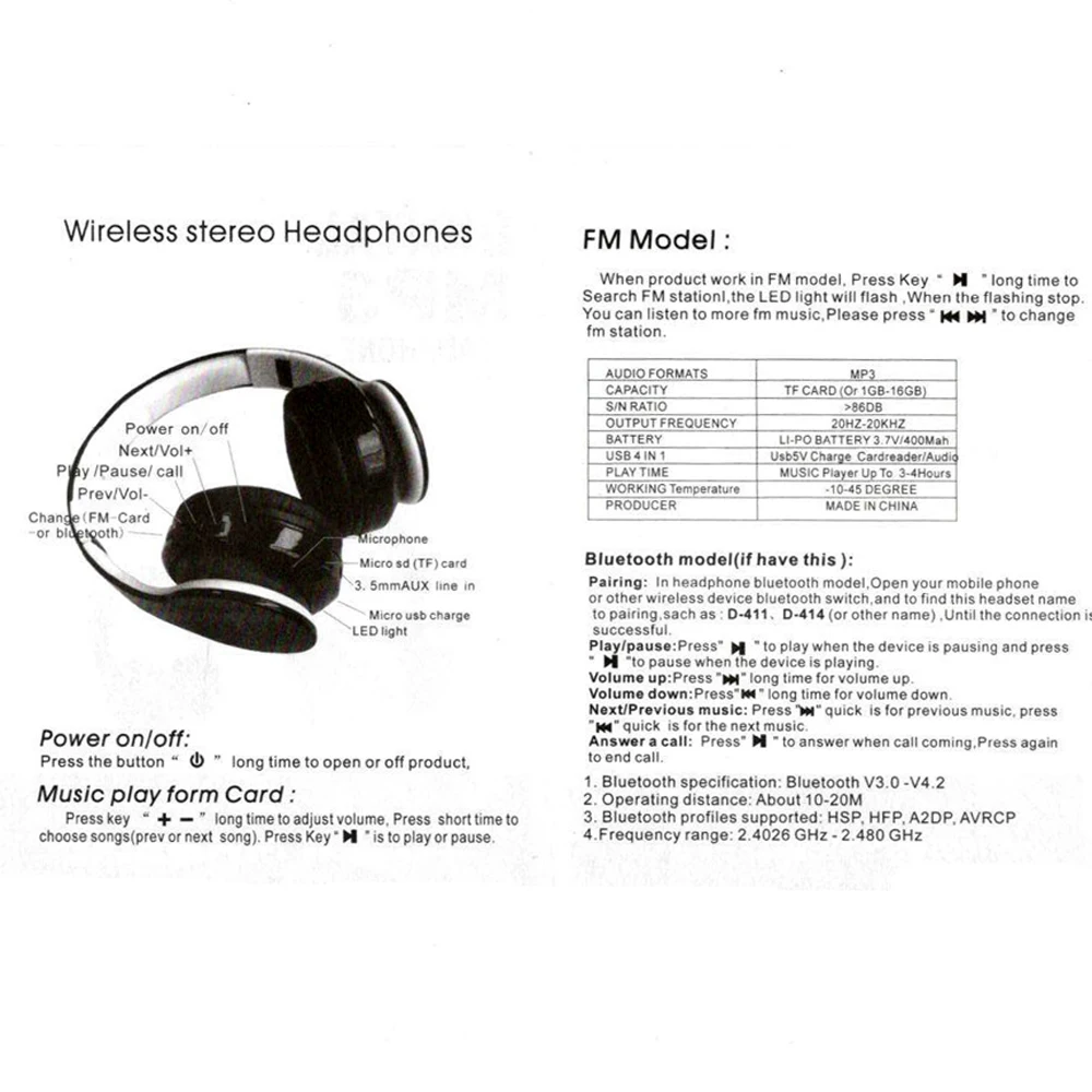 

qijiagu Headband Wireless Bluetooth Earphone Headset with Microphone for mobile phone music earphone TF card support