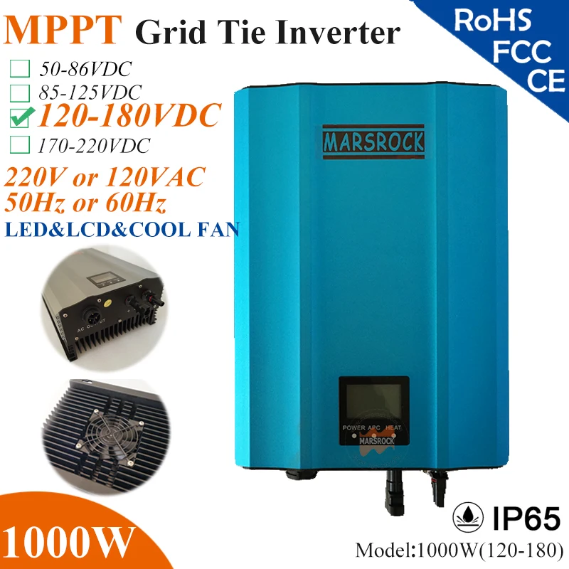 1000 Вт MPPT солнечная сетка галстук микро инвертор с IP65 120 180VDC 220 В (190 260VAC) или (90 140VAC) LED