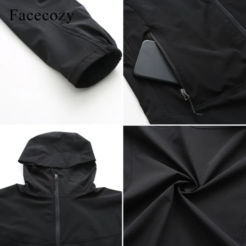 Facecozy Мужская тонкая ветровка Ультралегкая эластичная нейлоновая куртка для