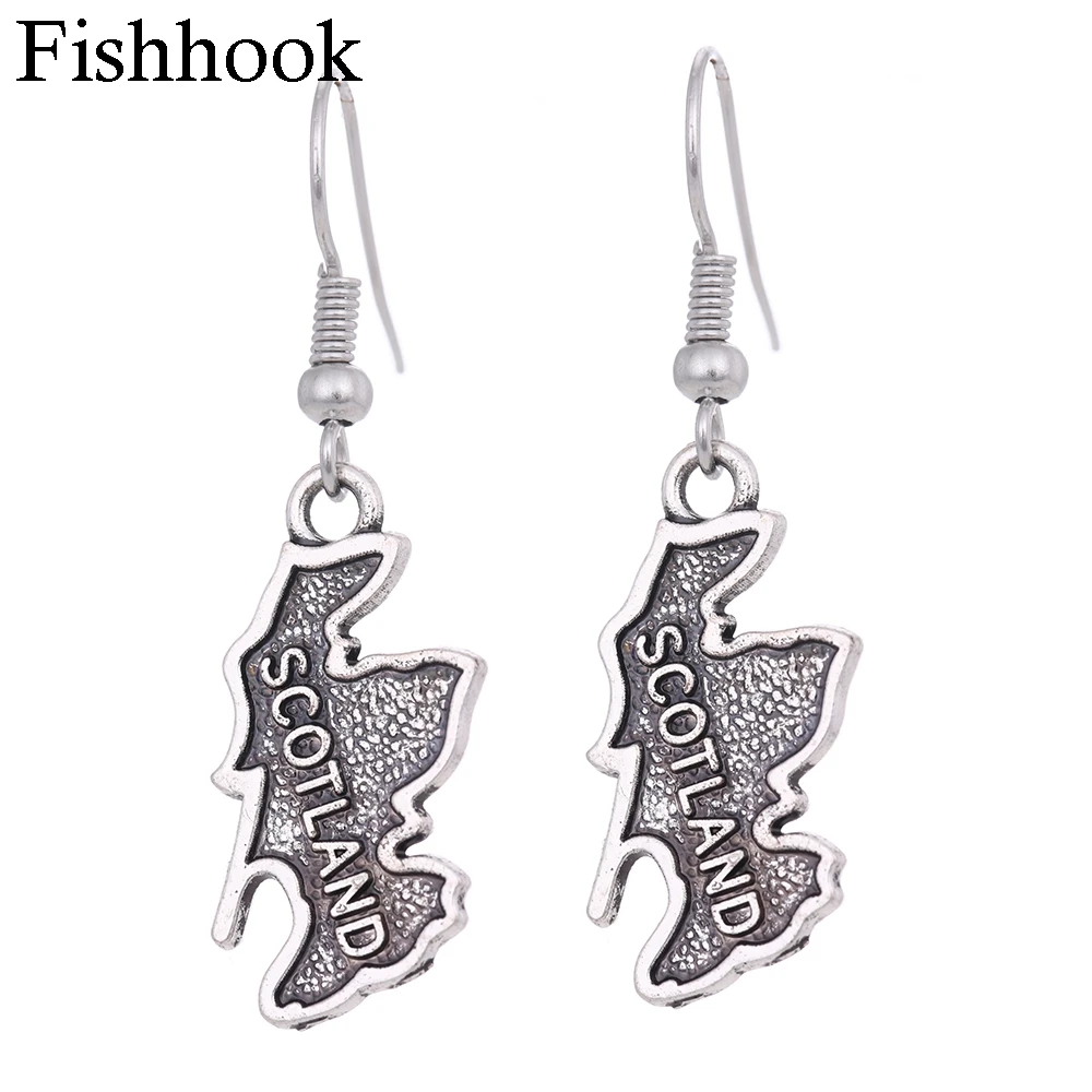 Fishhook серьги с картой шотландские и подвески со стразами|Серьги-подвески| |