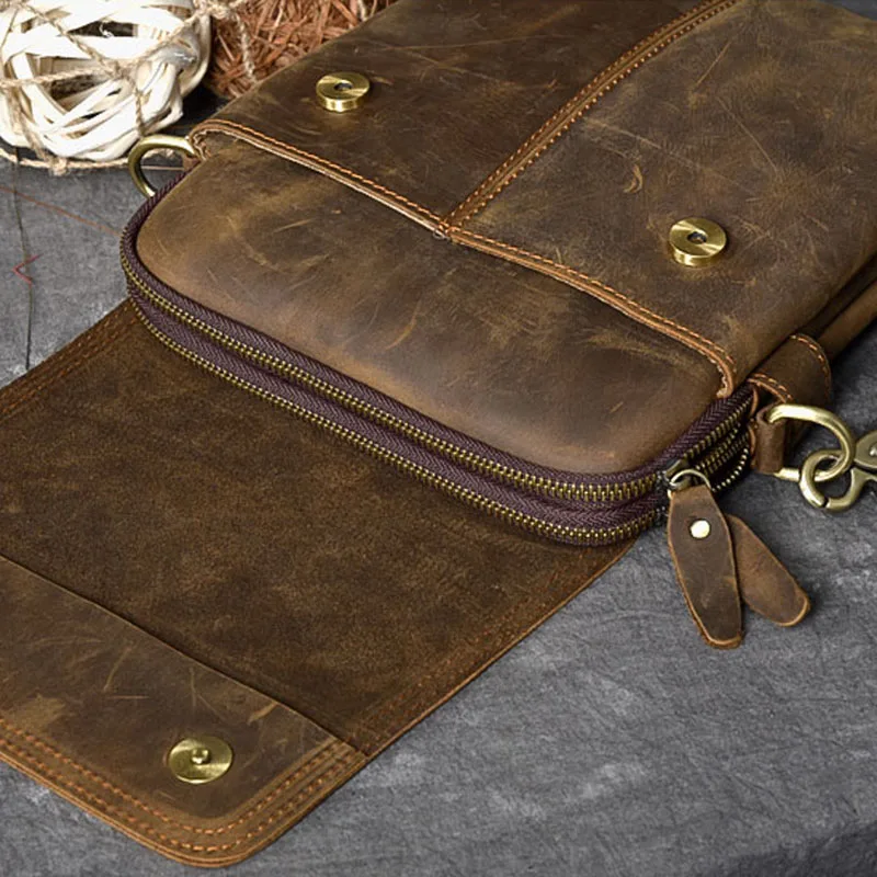 Винтажные Crazy Horseskin мужские сумки Многослойные Кожаные мужские сумки на плечо из натуральной кожи сумки через плечо