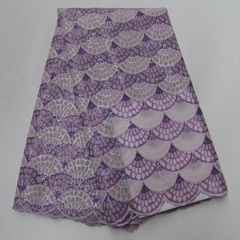 

African Organza Lace Fabric Sequence Nigerian Sequins French Guipure Double Organza Lace Fabrics 5Yards
