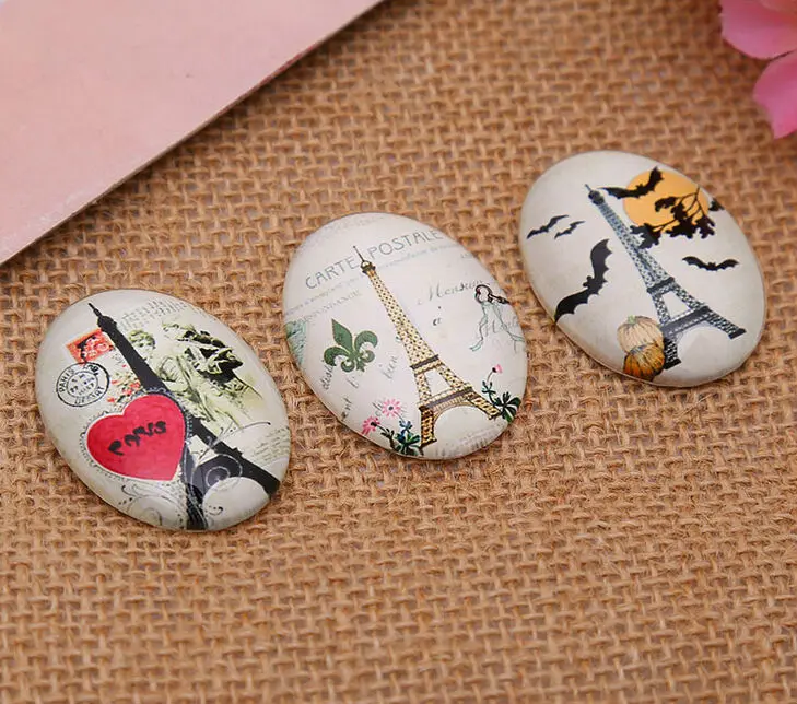 Beautiful Eiffel Tower 13x18mm/18x25mm/30x40mm Oval photo glass cabochon demo flat back Making findings