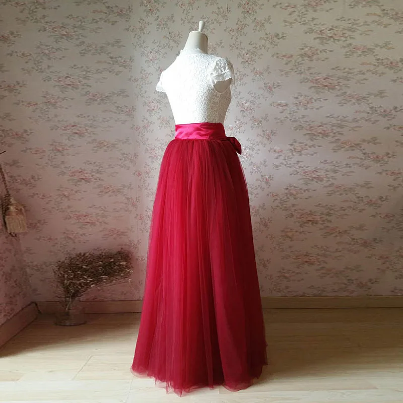 Юбка-пачка винтажная из тюля длинная однотонная с бантом 2017 | Женская одежда