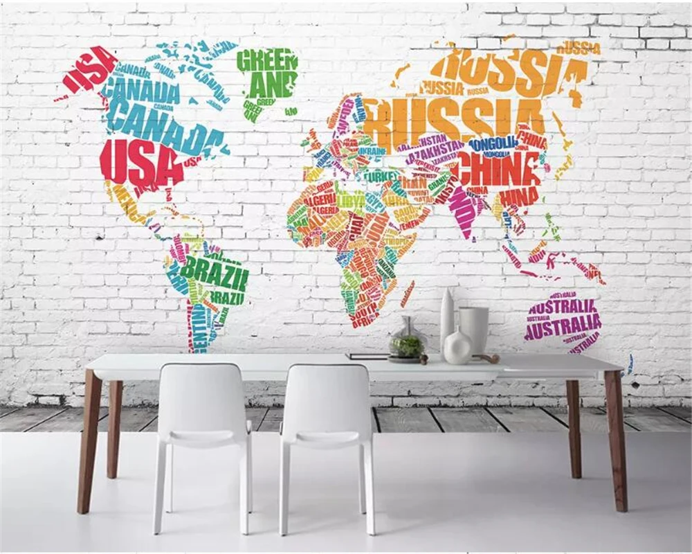 

beibehang Custom 3d wallpaper mural Brick pattern world map decorative painting background wall wall papers home decor wallpaper