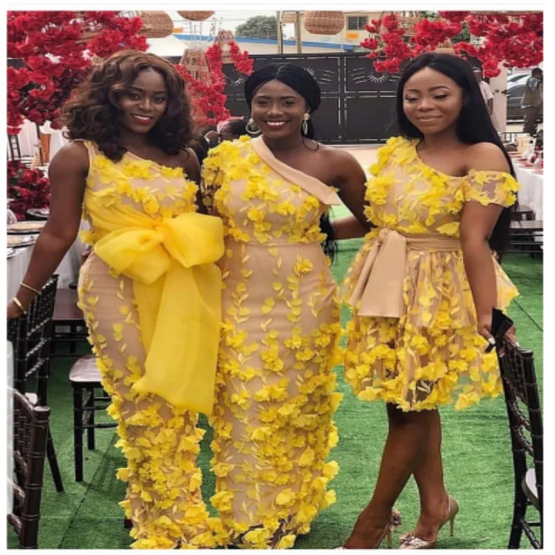 Элегантная желтая французская кружевная ткань высокое качество 3D цветы