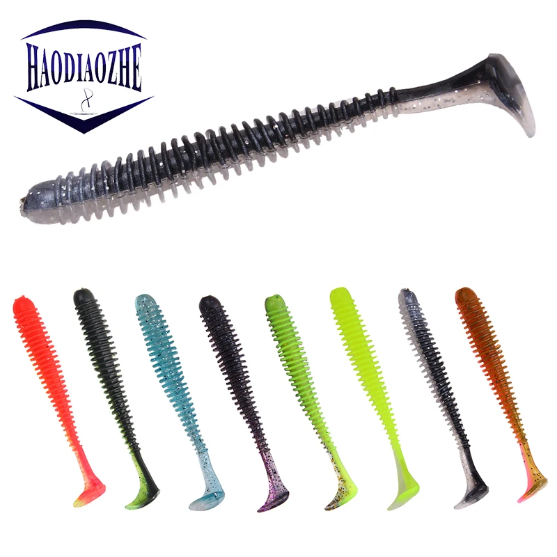 HAODIAOZHE 10 шт Червячные рыболовные мягкие приманки силиконовые Leurre Souple Truite Pesca 7 5 см