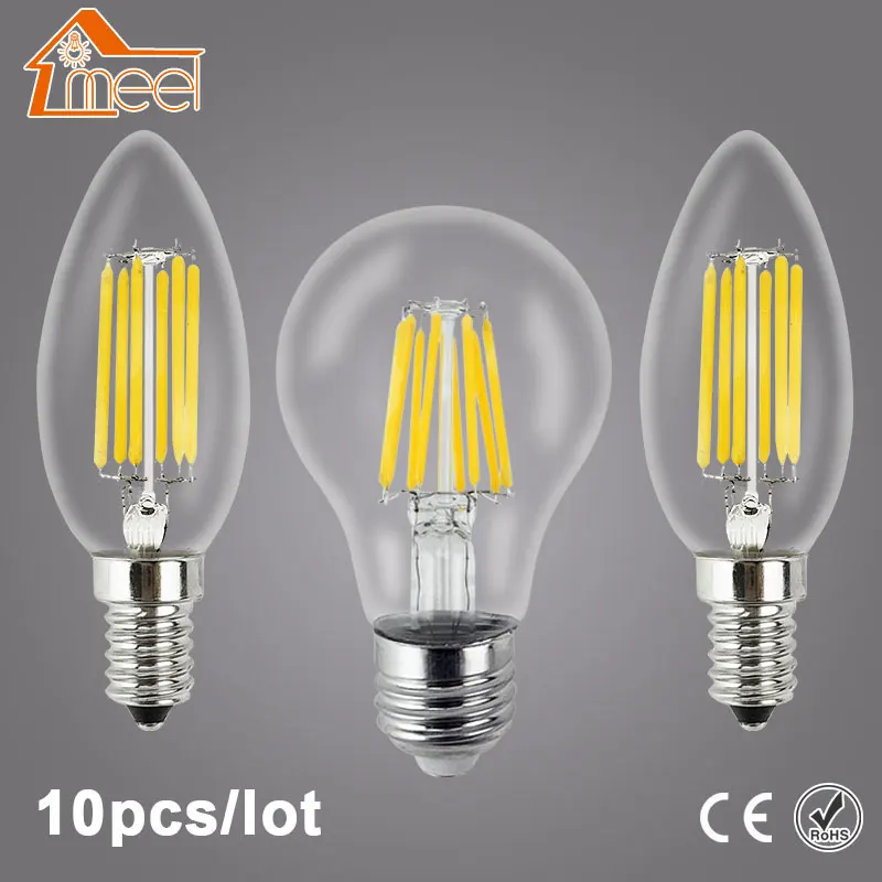 Светодиодная лампа накаливания 220 В E27 E14 2/4/6/8 Вт 10 шт.|light panel led book light|light house lamplamp